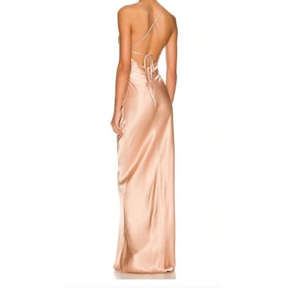 SHONA JOY Ruched Backless Lace Up Slip Dress La Lune Desert Rose NWT Size 6 - Picture 3 of 12